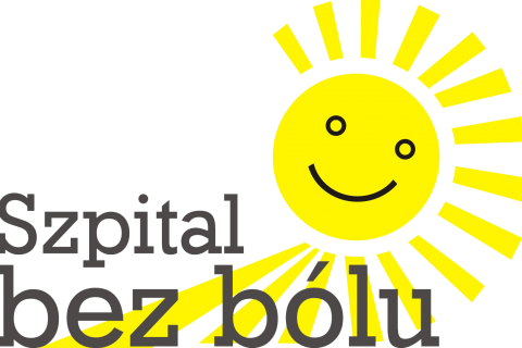 Logo szpital bez bólu - żółte uśmiechnięte słońce